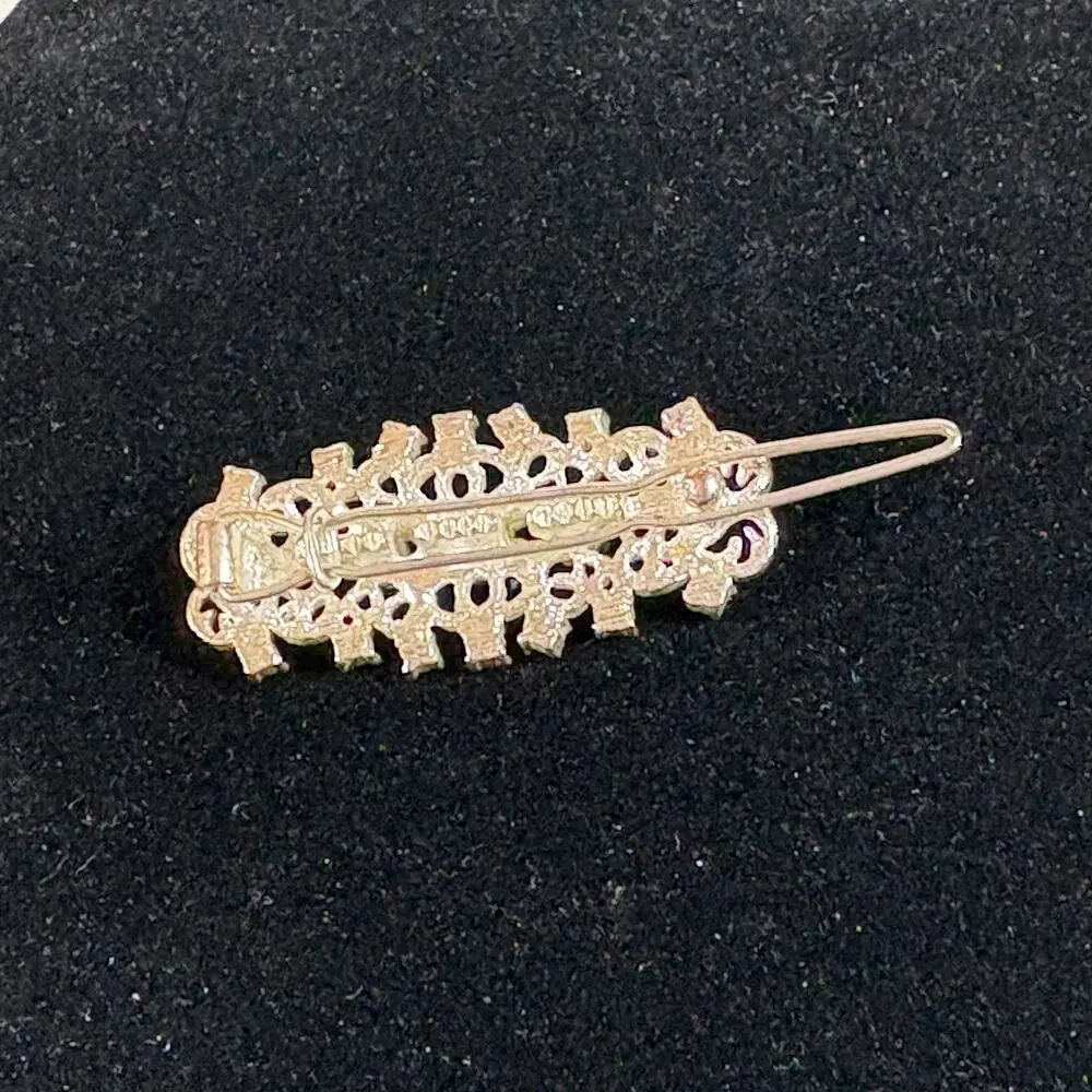 Vintage Silver Tone Rhinestone Hair Barrette Accessory Clip Retro Sparkle